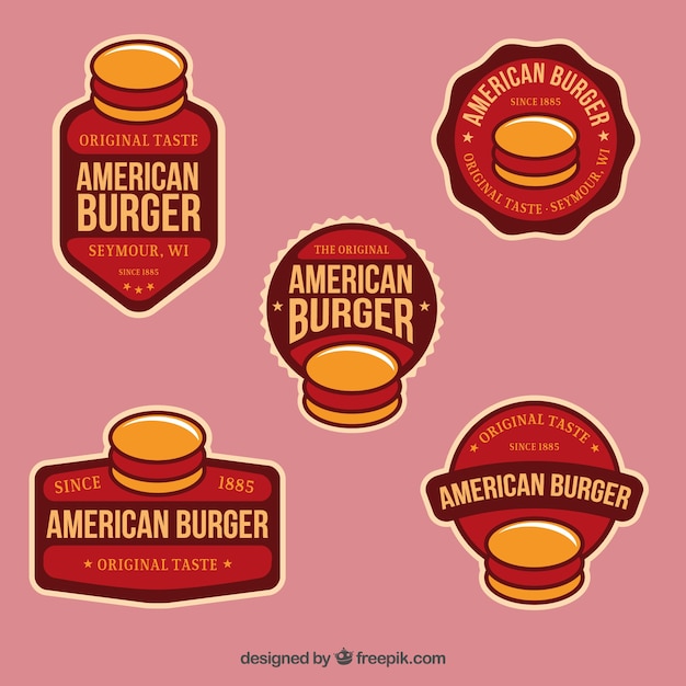Vecteur gratuit badges de hamburgers américains