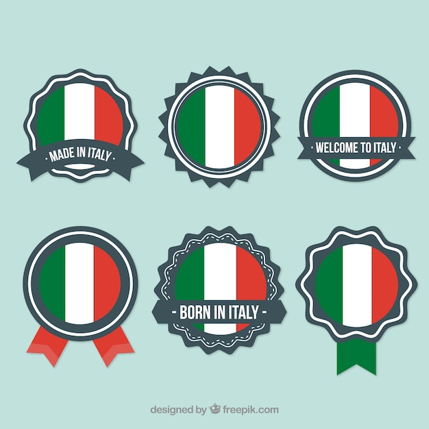 Vecteur gratuit badges italiens pack vector