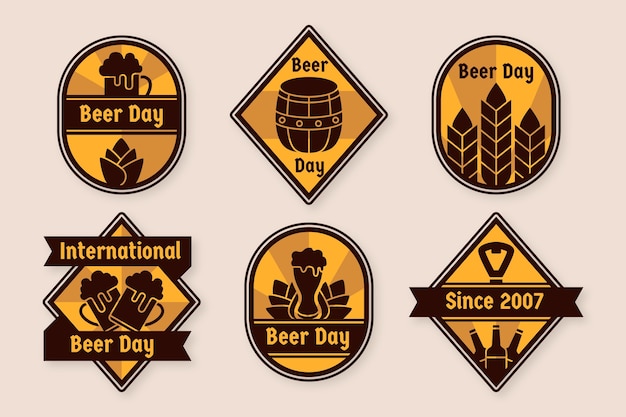 Badges De La Journée Internationale De La Bière Au Design Plat