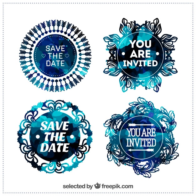 Vecteur gratuit badges de mariage dans le style abstrait