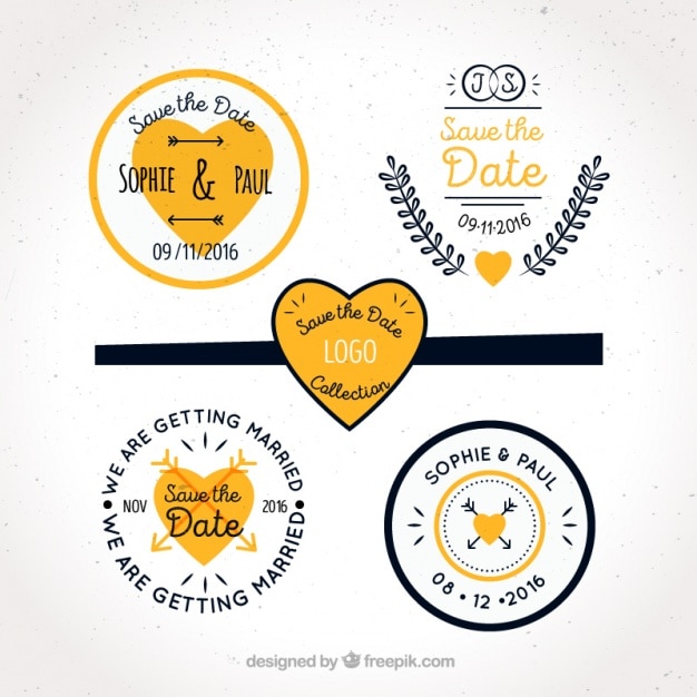 Vecteur gratuit badges de mariage dans le style vintage