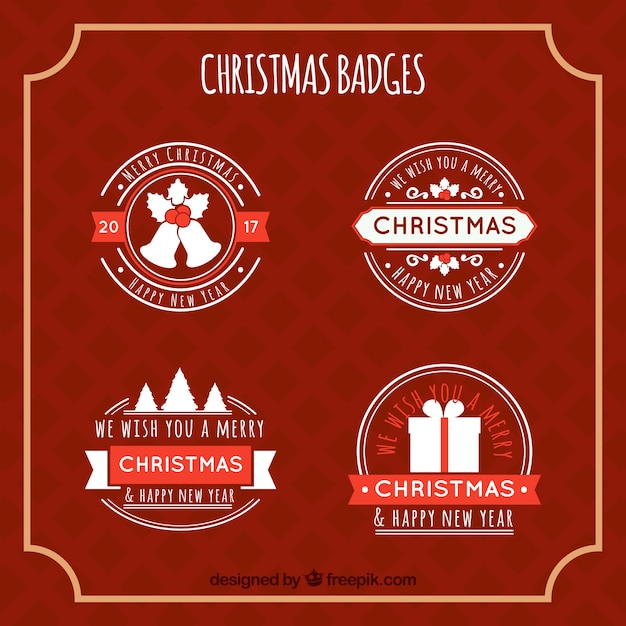 Badges De Noël Dans Le Spectre Des Couleurs Rouges