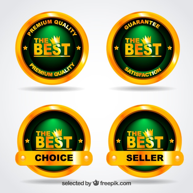 Vecteur gratuit badges d'or et vert