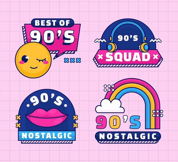 Badges plats nostalgiques des années 90