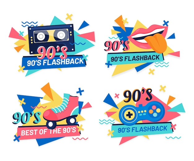 Badges plats nostalgiques des années 90