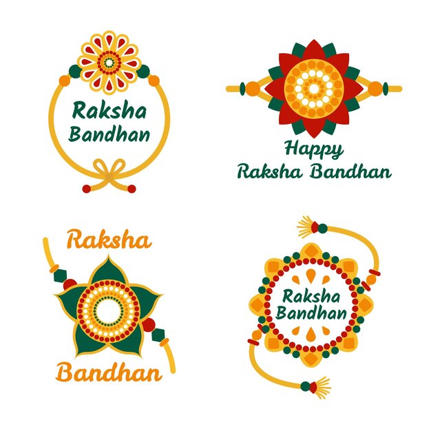 Vecteur gratuit badges raksha bandhan