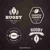 Vecteur gratuit badges de rugby rétro