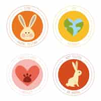 Vecteur gratuit badges sans cruauté dessinés à la main