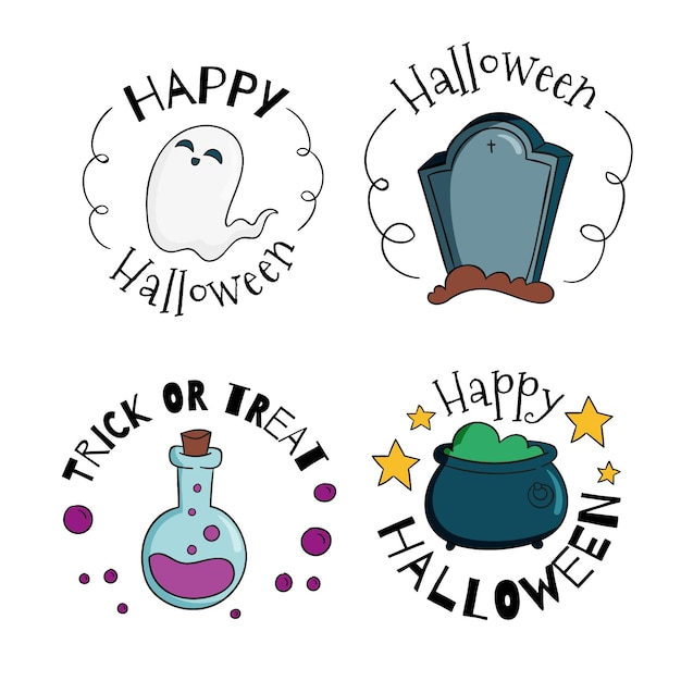 Vecteur gratuit badges de vente festival halloween