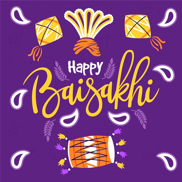 Baisakhi Heureux Dessinés à La Main