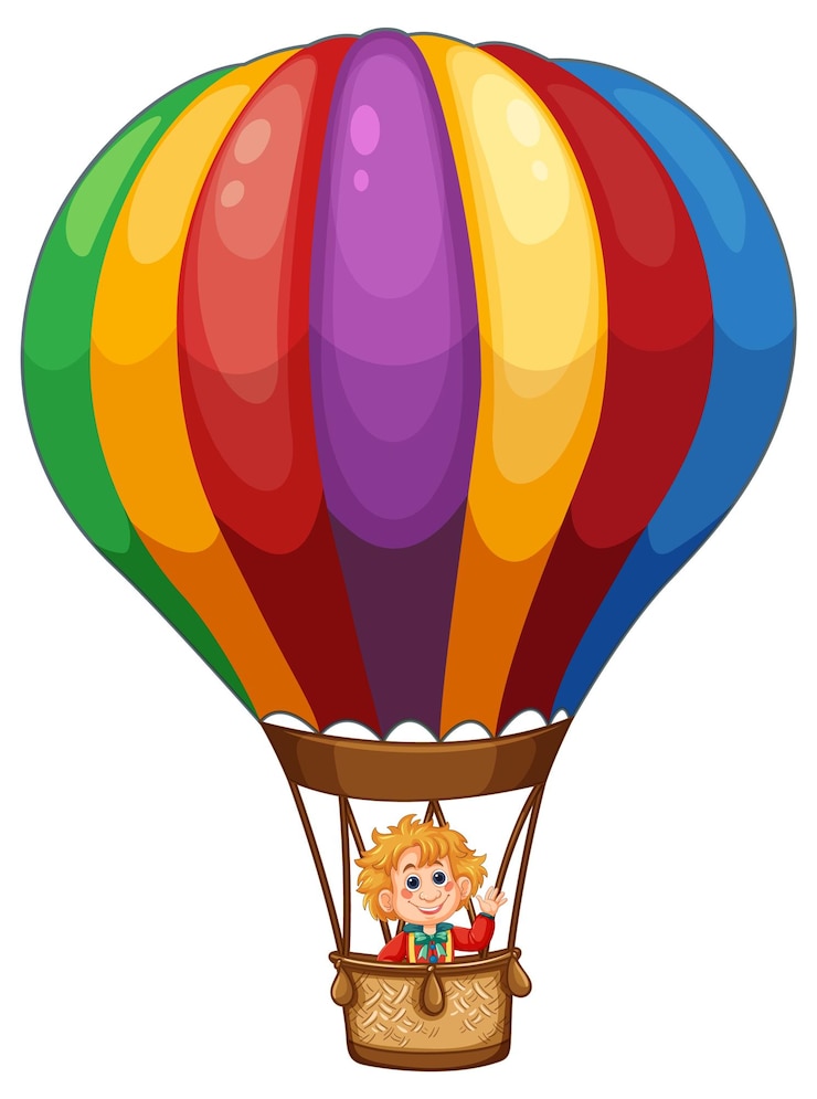 Vecteur gratuit une balade en montgolfière colorée