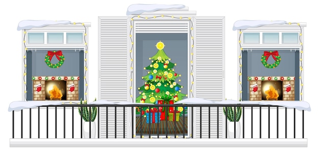 Balcon Décoré Sur Le Thème De Noël