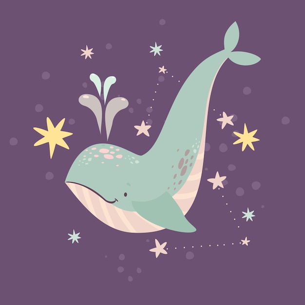 Vecteur gratuit baleine dans les étoiles et les constellations