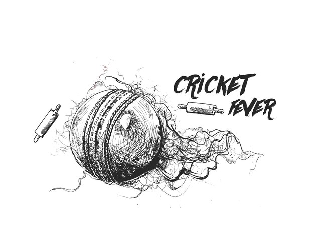 Balle de cricket avec bell freehand sketch design graphique illustration vectorielle