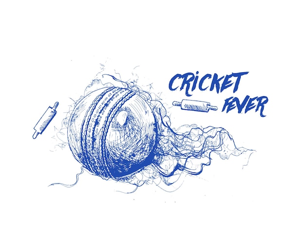 Balle de cricket avec bell freehand sketch design graphique illustration vectorielle