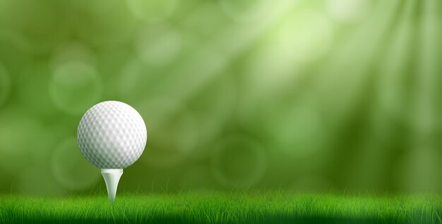 Balle de golf sur illustration vectorielle réaliste de tee