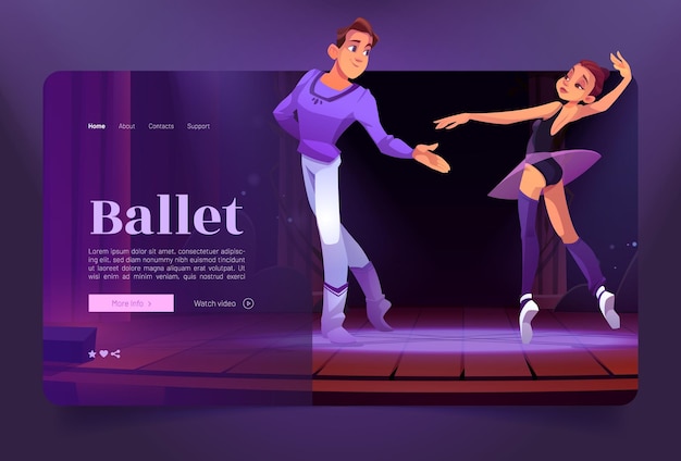 Ballerine Et Danseuse De Page De Destination De Dessin Animé De Ballet