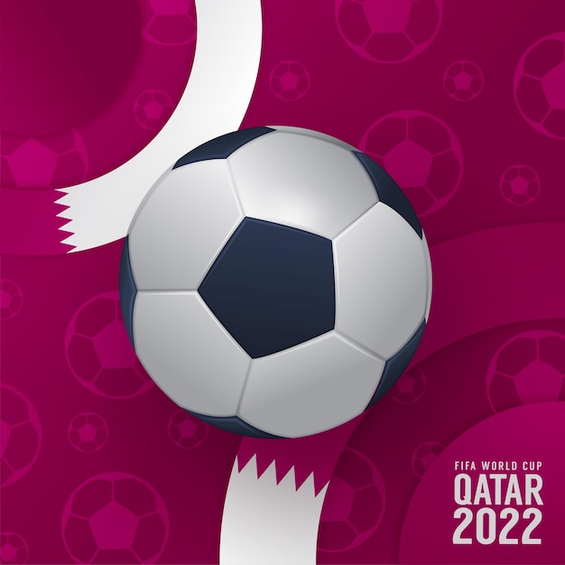 Ballon De Football Avec Le Drapeau National Du Qatar