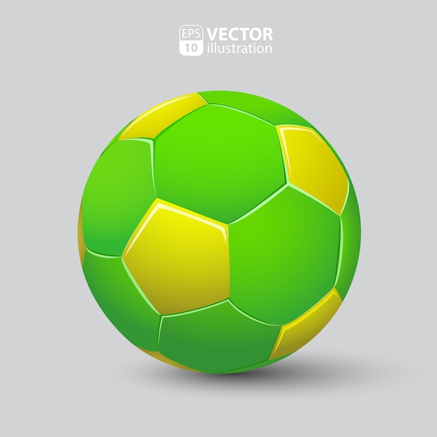 Ballon de football en vert et jaune réaliste isolé