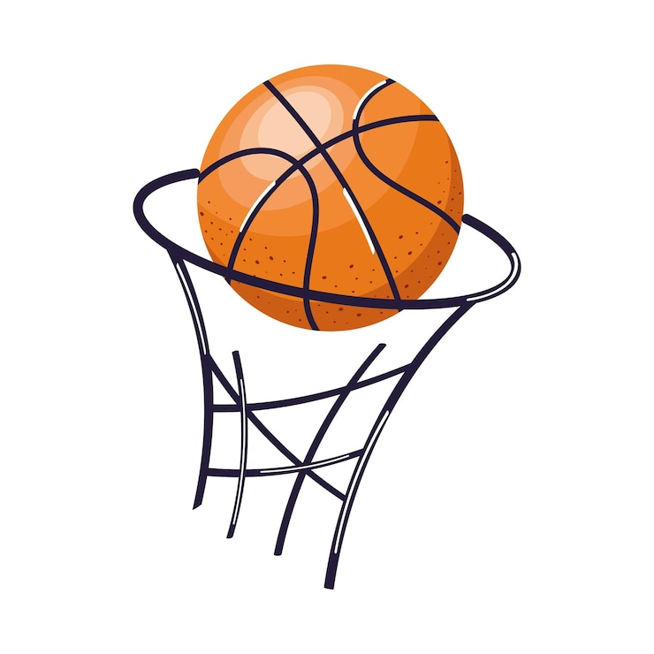 Vecteur gratuit ballon et panier de basket