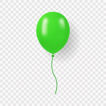 Ballon vert unique avec ruban sur fond transparent ballon d'air rond avec ficelle pour la fête