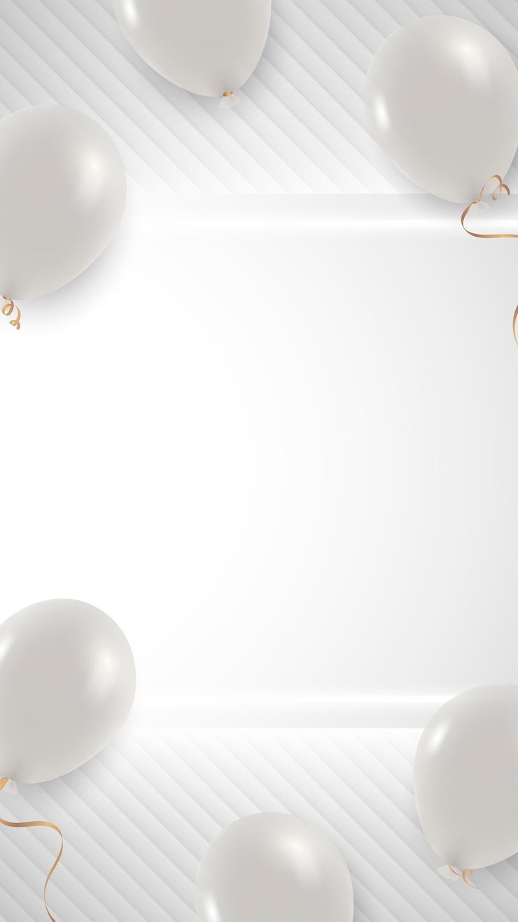 Vecteur gratuit ballons blancs cadre design vecteur de fond d'écran de téléphone portable