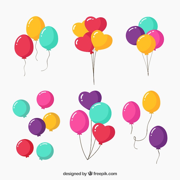 Ensemble De Quatre Ballons Colorés. Ballon Rouge. Ballon Bleu. Ballon Vert.  Ballon Rose. Ballons Avec Une Corde Ou Un Cordon. Ballons D'anniversaire  Brillant. Ballons Avec La Réflexion Blanc. Clip Art Libres De