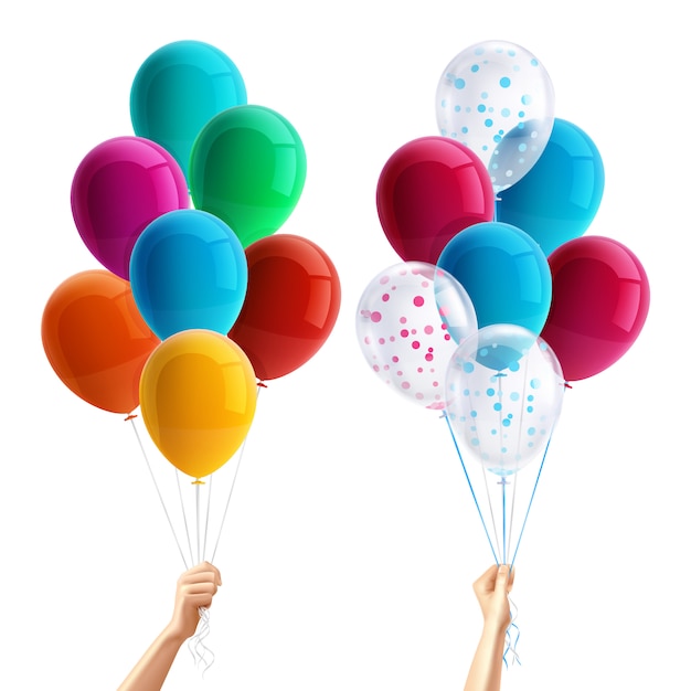 Vecteur gratuit ballons de fête à la main