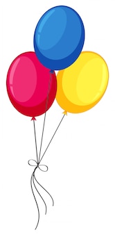 Ballons d'hélium colorés sur fond blanc