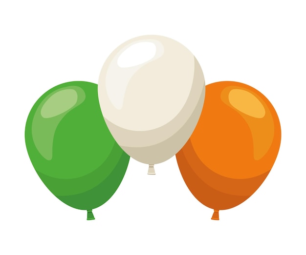 Vecteur gratuit ballons hélium drapeau irlandais couleurs icône