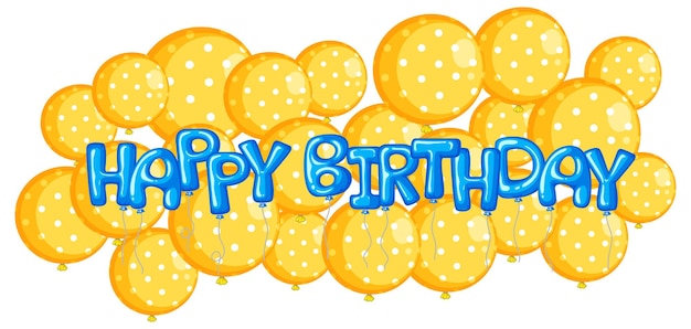 Vecteur gratuit ballons jaunes avec mot joyeux anniversaire