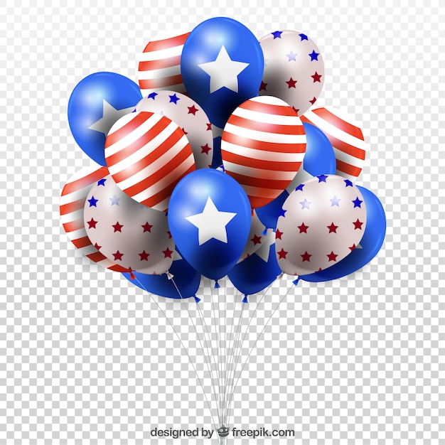 Vecteur gratuit ballons réalistes de la journée de l'indépendance des états-unis