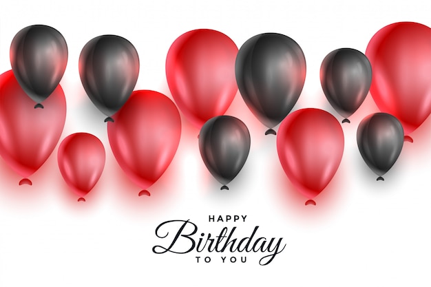 Vecteur gratuit ballons rouges et noirs pour joyeux anniversaire