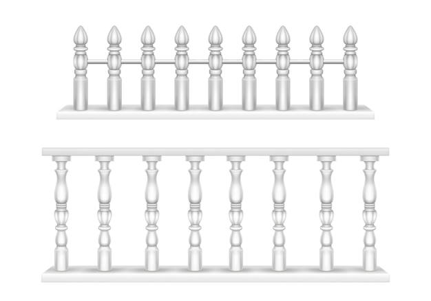 Vecteur gratuit balustrade en marbre blanc, main courante pour balcon