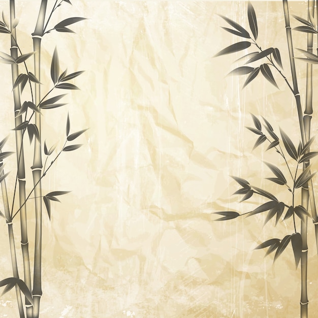 Vecteur gratuit bambou chinois sur le vieux fond de papier
