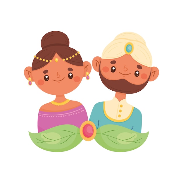 Vecteur gratuit bande dessinée de couple de culture indienne