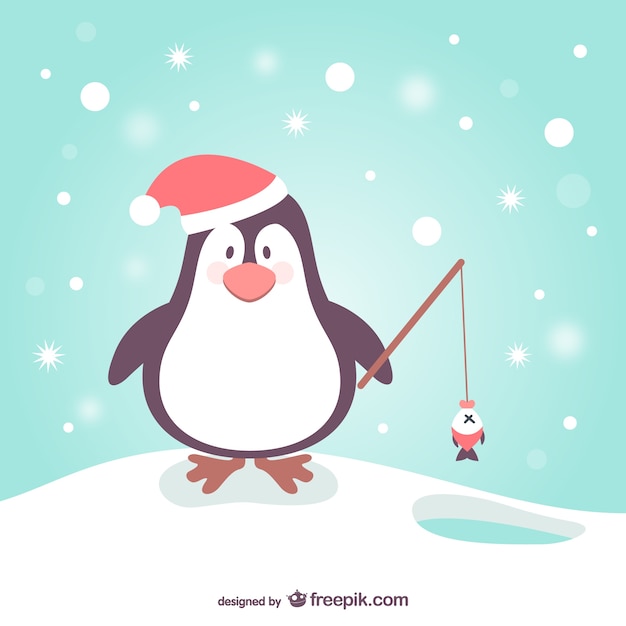 Vecteur gratuit bande dessinée de pingouin pour noël