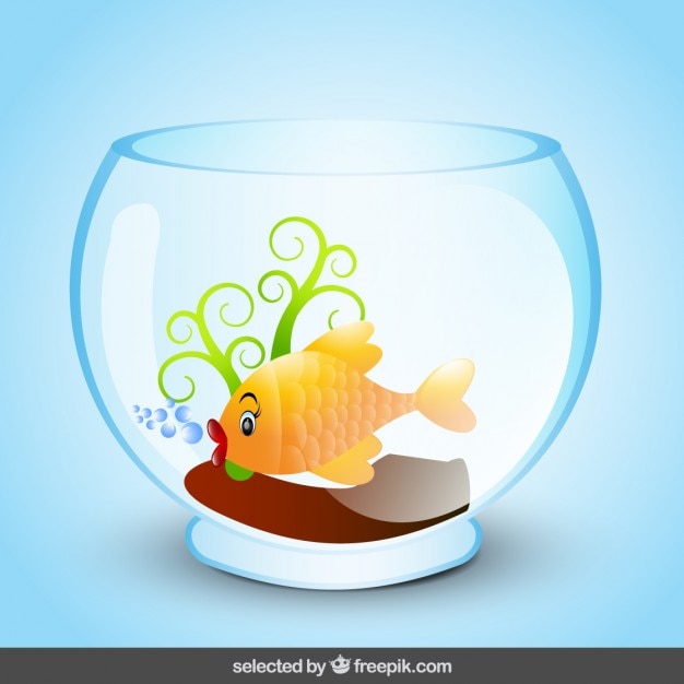 Vecteur gratuit bande dessinée de poisson en aquarium