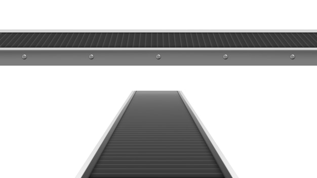 Bande Transporteuse à L'usine, à L'usine Ou à L'entrepôt En Vue De Face Et En Perspective