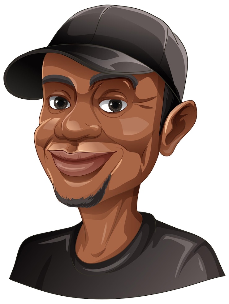 Vecteur gratuit bangkok thaïlande 12 mai 2023 caricature de tiger woods smilin