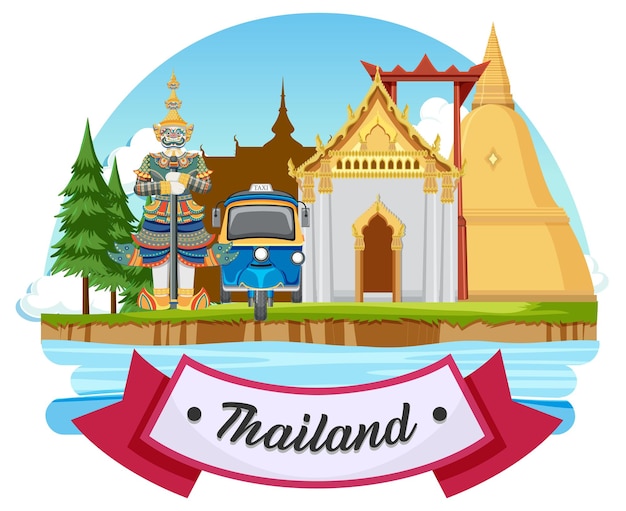 Vecteur gratuit bangkok thaïlande landmark logo bannière