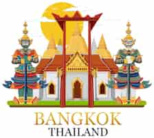 Vecteur gratuit bangkok thaïlande landmarks logo bannière