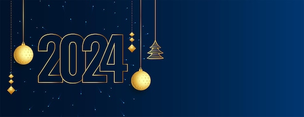 Vecteur gratuit banner de la veille du nouvel an 2024 avec décoration vectorielle de noël