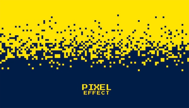 Vecteur gratuit bannière abstraite motif pointillé jaune et bleu avec effet pixel