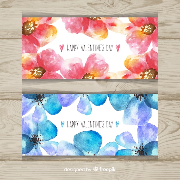 Bannière Aquarelle Florale Saint Valentin