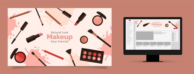 Bannière d'artiste de maquillage de texture plate dessinée à la main
