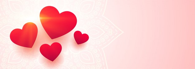 Bannière de beaux coeurs d'amour avec espace de texte