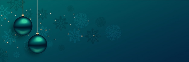 Vecteur gratuit bannière de belles boules de noël avec espace de texte