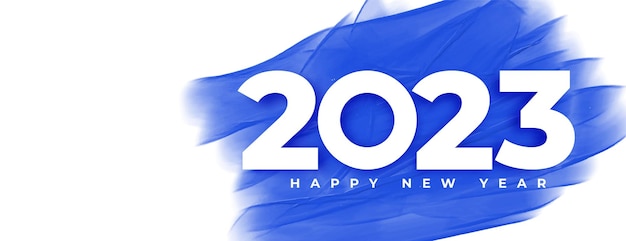 Vecteur gratuit bannière de bonne année 2023 dans un style aquarelle bleu