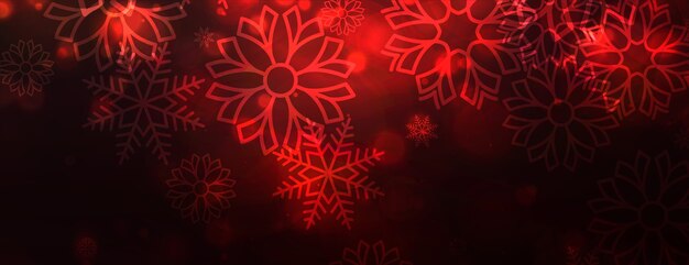 Bannière brillante de flocons de neige rouges pour joyeux Noël